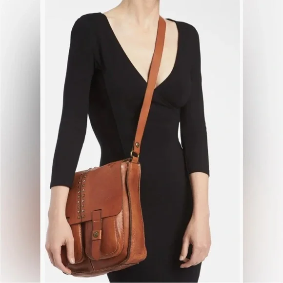 Patricia Nash Tan Leather Studded Crossbody Bag - Picture 2 of 16